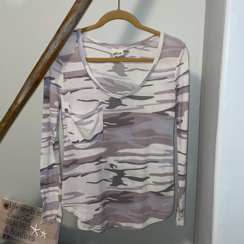 White Crow Gray Camo Long Sleeve T Size S
